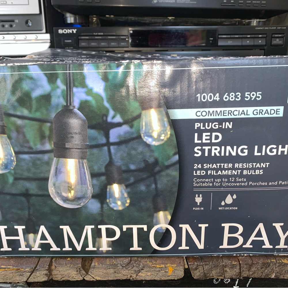 48’ Black LED Edison style bulb String Lights
